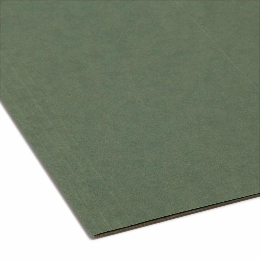 Smead 1/3 Tab Cut Letter Recycled Hanging Folder - 8 1/2" x 11" - Top Tab Location - Assorted Position Tab Position - Vinyl - Standard Green - 10% Recycled - 25 / Box. Picture 4