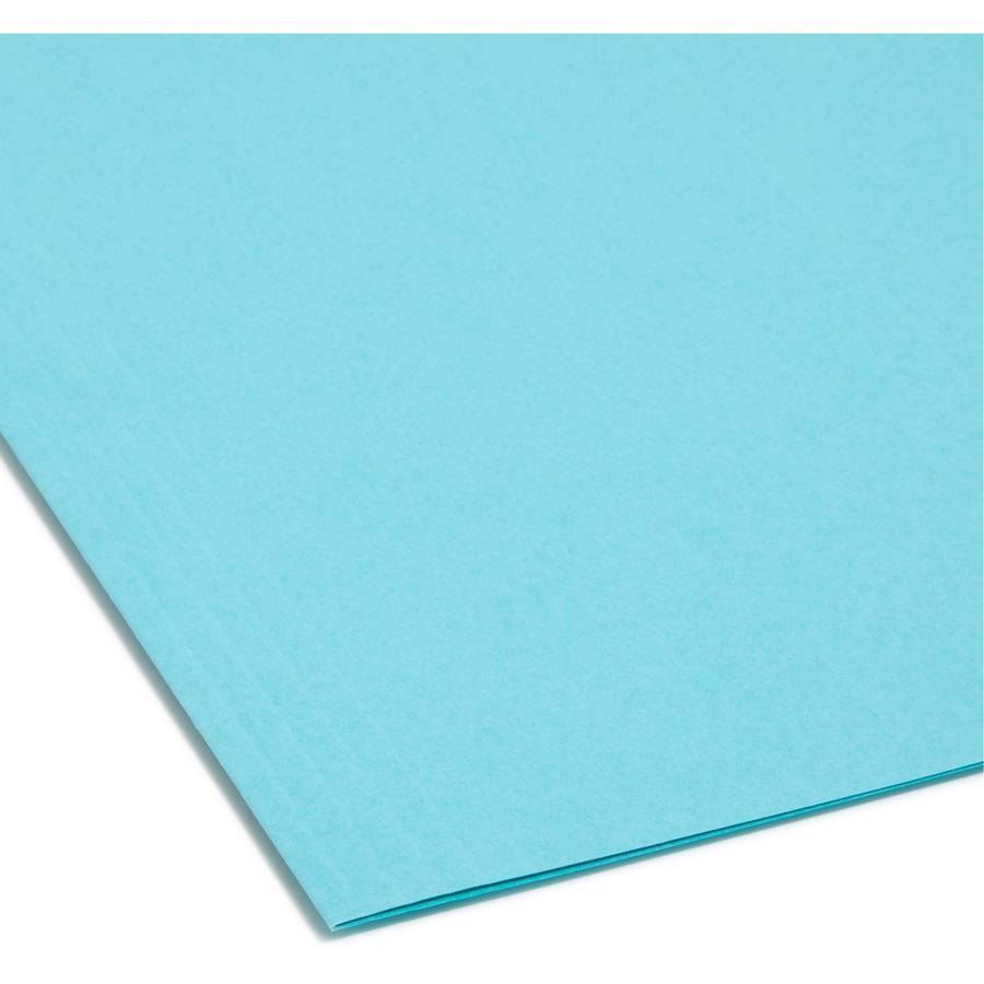 Smead Colored 1/5 Tab Cut Letter Recycled Hanging Folder - 8 1/2" x 11" - Top Tab Location - Assorted Position Tab Position - Aqua - 10% Recycled - 25 / Box. Picture 4