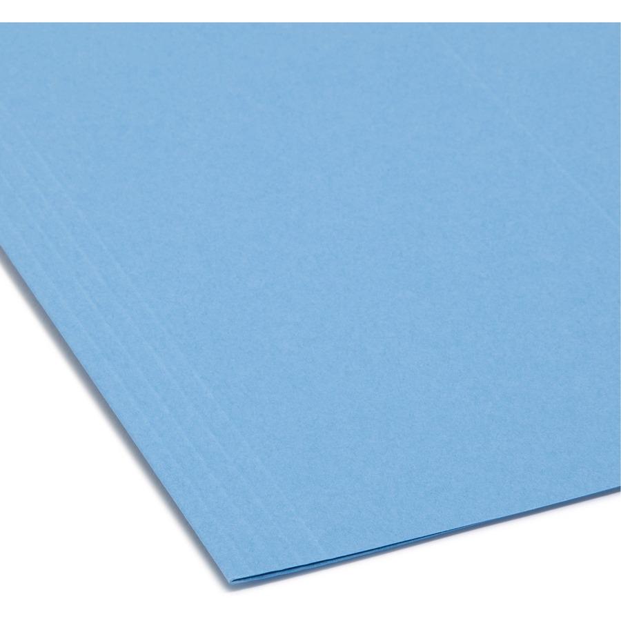 Smead Colored 1/5 Tab Cut Letter Recycled Hanging Folder - 8 1/2" x 11" - Top Tab Location - Assorted Position Tab Position - Vinyl - Blue - 10% Recycled - 25 / Box. Picture 4