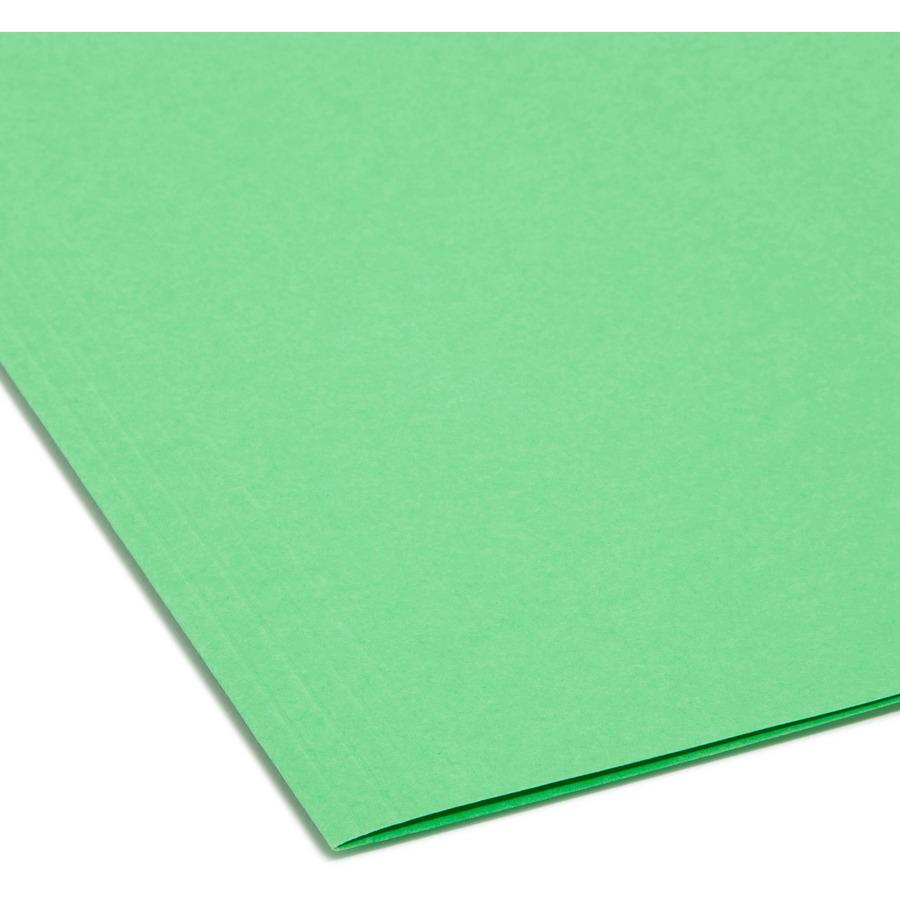 Smead Colored 1/5 Tab Cut Letter Recycled Hanging Folder - 8 1/2" x 11" - Top Tab Location - Assorted Position Tab Position - Vinyl - Green - 10% Recycled - 25 / Box. Picture 4