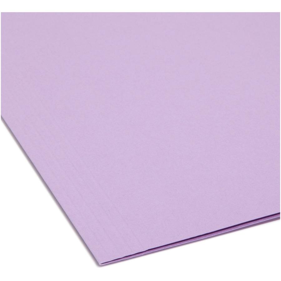 Smead Colored 1/5 Tab Cut Letter Recycled Hanging Folder - 8 1/2" x 11" - Top Tab Location - Assorted Position Tab Position - Vinyl - Lavender - 10% Recycled - 25 / Box. Picture 4