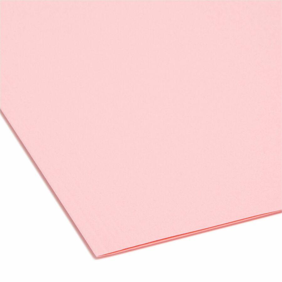 Smead Colored 1/5 Tab Cut Letter Recycled Hanging Folder - 8 1/2" x 11" - Top Tab Location - Assorted Position Tab Position - Vinyl - Pink - 10% Recycled - 25 / Box. Picture 4