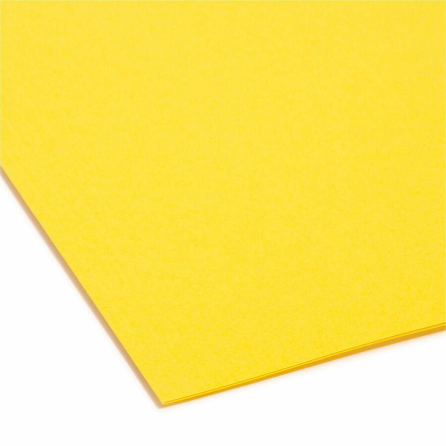 Smead Colored 1/5 Tab Cut Letter Recycled Hanging Folder - 8 1/2" x 11" - Top Tab Location - Assorted Position Tab Position - Vinyl - Yellow - 10% Recycled - 25 / Box. Picture 4