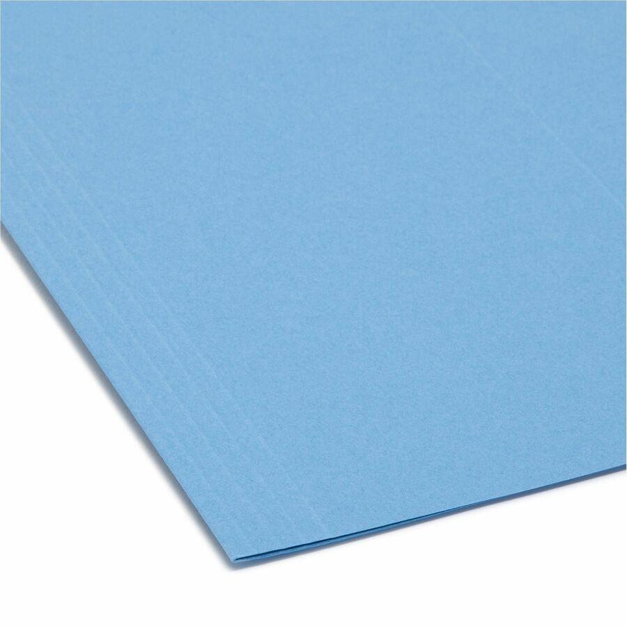 Smead Colored 1/5 Tab Cut Legal Recycled Hanging Folder - 8 1/2" x 14" - Top Tab Location - Assorted Position Tab Position - Vinyl - Blue - 10% Recycled - 25 / Box. Picture 4