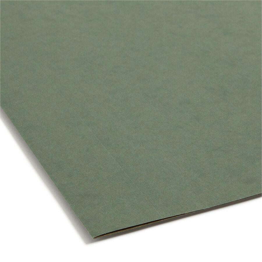 Smead Letter Recycled Hanging Folder - 3" Folder Capacity - 8 1/2" x 11" - 3" Expansion - Pressboard - Standard Green - 10% Recycled - 25 / Box. Picture 4