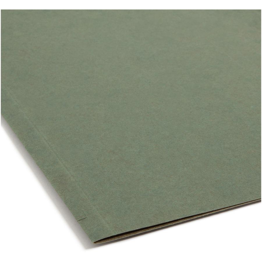 Smead Legal Recycled Hanging Folder - 1" Folder Capacity - 8 1/2" x 14" - 1" Expansion - Pressboard - Standard Green - 10% Recycled - 25 / Box. Picture 4