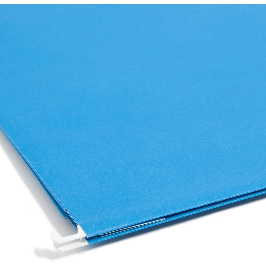 Smead 1/5 Tab Cut Legal Recycled Hanging Folder - 8 1/2" x 14" - 3" Expansion - Top Tab Location - Assorted Position Tab Position - Vinyl - Sky Blue - 10% Recycled - 25 / Box. Picture 4