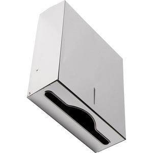 Genuine Joe C-Fold/Multi-fold Towel Dispenser Cabinet - C Fold, Multifold Dispenser - 13.5" Height x 11" Width x 4.3" Depth - Stainless Steel, Metal - White - Wall Mountable - 1 Each. Picture 2