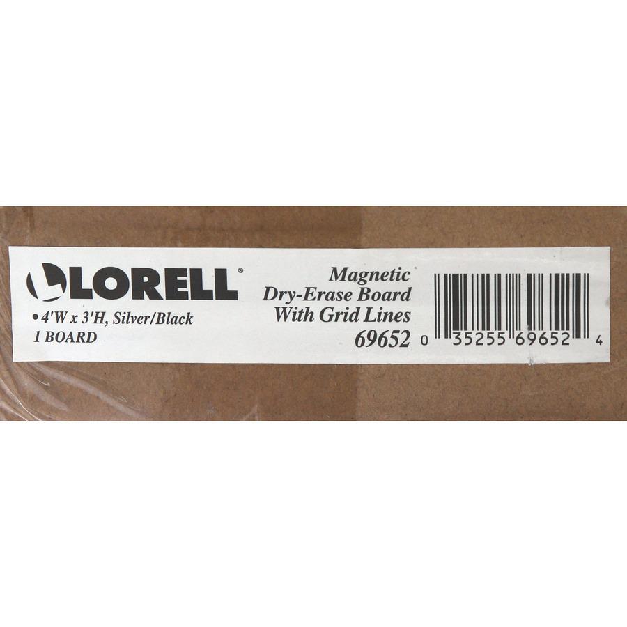 Lorell Signature Series Magnetic Dry-erase Markerboard - 48" (4 ft) Width x 36" (3 ft) Height - Porcelain Surface - Silver, Ebony Frame - Magnetic - Grid Pattern - 1 Each. Picture 4