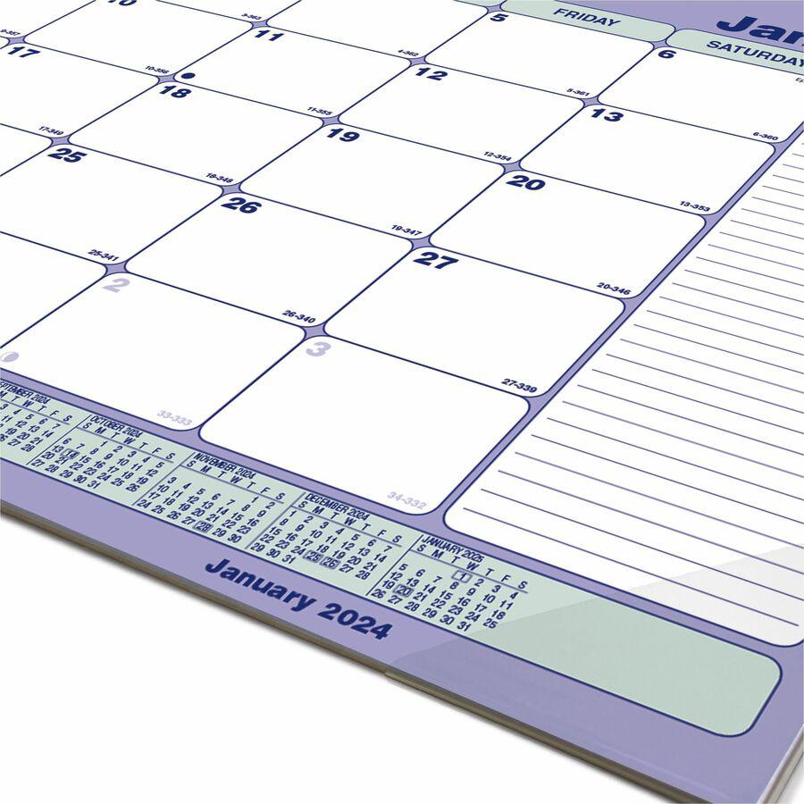 Blueline Monthly Compact Desk Pad/Wall Calendar - Monthly - 1 Year - January 2024 - December 2024 - 1 Month Single Page Layout - 17 3/4" x 10 7/8" Sheet Size - 2 x Holes - Chipboard - Desk Pad - Blue,. Picture 4