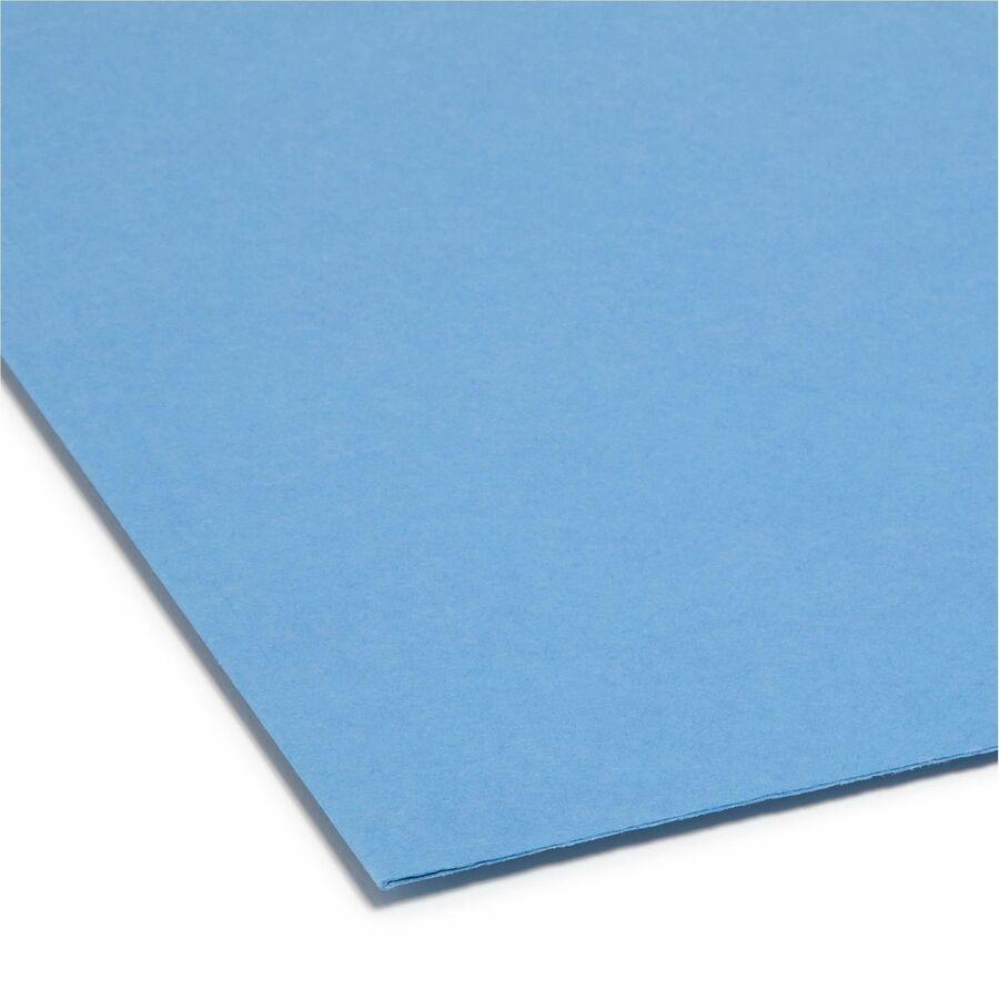 Smead Colored Straight Tab Cut Legal Recycled Top Tab File Folder - 8 1/2" x 14" - 3/4" Expansion - Blue - 10% Recycled - 100 / Box. Picture 4