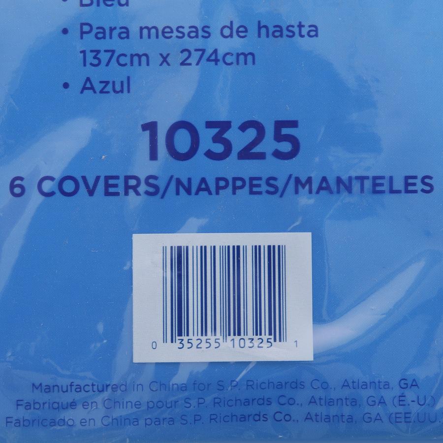 Genuine Joe Plastic Rectangular Table Covers - 108" Length x 54" Width - Plastic - Blue - 6 / Pack. Picture 6