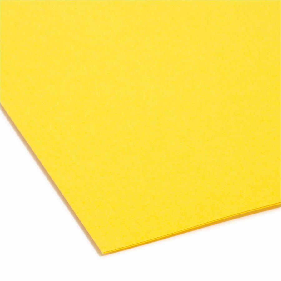 Smead FasTab 1/3 Tab Cut Letter Recycled Hanging Folder - 8 1/2" x 11" - Top Tab Location - Assorted Position Tab Position - Yellow - 10% Recycled - 20 / Box. Picture 4