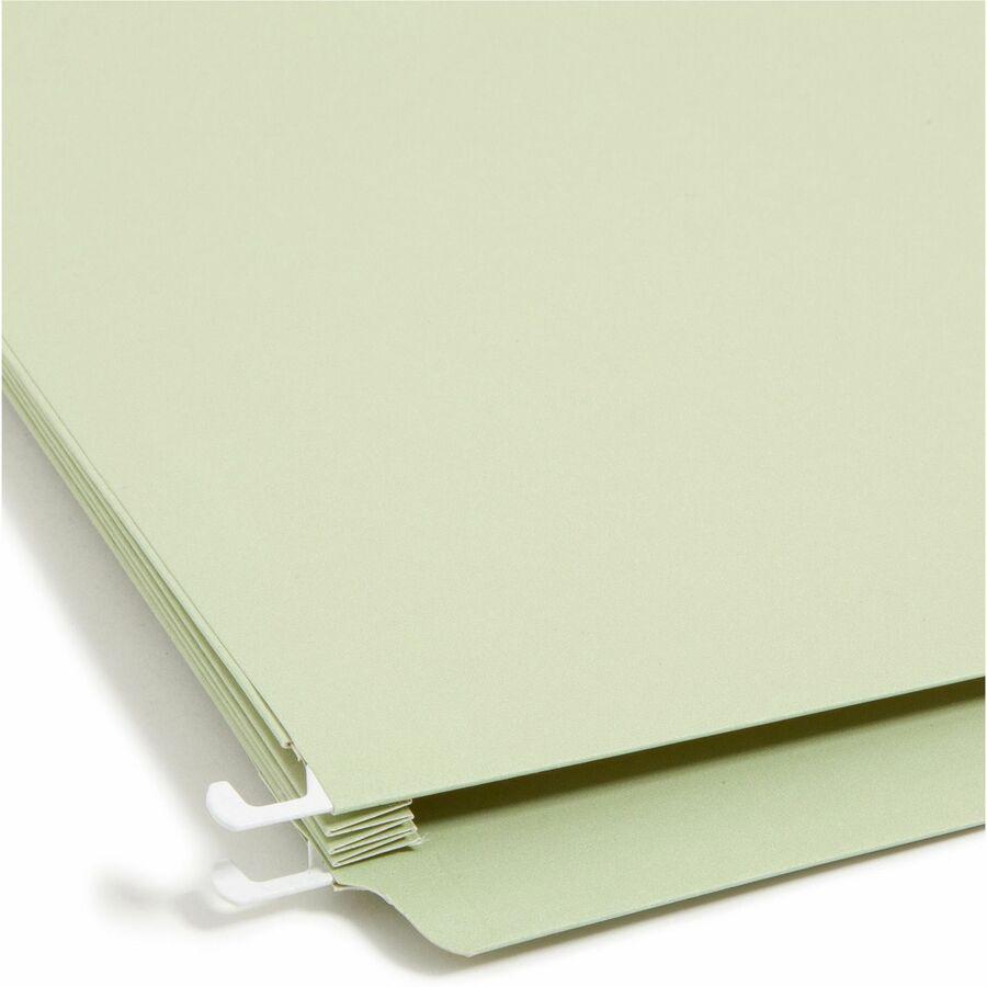 Smead FasTab 1/3 Tab Cut Letter Recycled Hanging Folder - 8 1/2" x 11" - 3 1/2" Expansion - Top Tab Location - Assorted Position Tab Position - Moss - 10% Recycled - 9 / Box. Picture 4