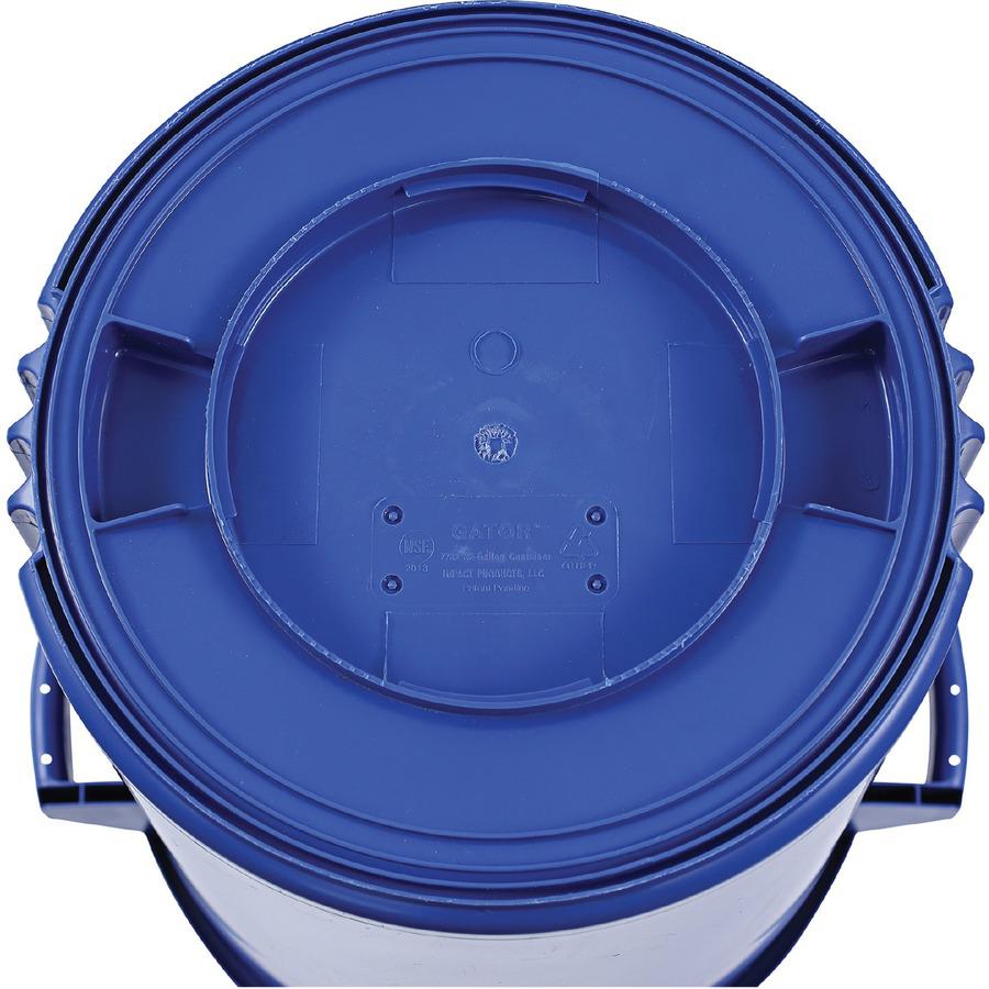 Genuine Joe Heavy-Duty Trash Container - 32 gal Capacity - Side Handle, Venting Channel - Plastic - Blue - 1 Each. Picture 4