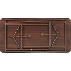 Lorell Economy Folding Table - Melamine Rectangle Top - 500 lb Capacity - 48" Table Top Length x 24" Table Top Width x 0.63" Table Top Thickness - 29" Height - Mahogany - 1 Each. Picture 3
