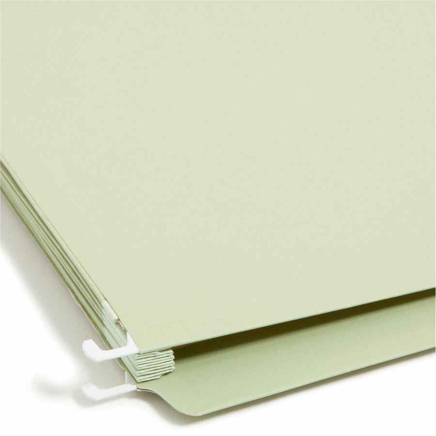 Smead FasTab 1/3 Tab Cut Legal Recycled Hanging Folder - 8 1/2" x 14" - 5 1/4" Expansion - Top Tab Location - Assorted Position Tab Position - Moss - 10% Recycled - 9 / Box. Picture 4