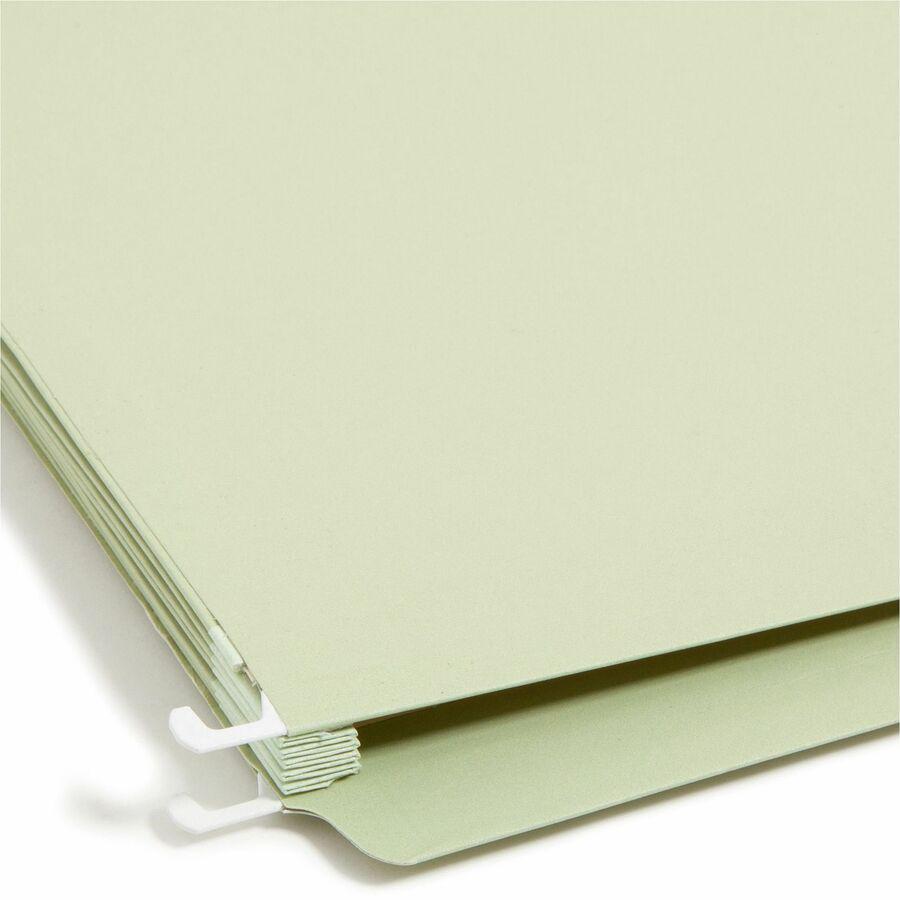 Smead FasTab 1/3 Tab Cut Letter Recycled Hanging Folder - 8 1/2" x 11" - 5 1/4" Expansion - Top Tab Location - Assorted Position Tab Position - Moss - 10% Recycled - 9 / Box. Picture 4