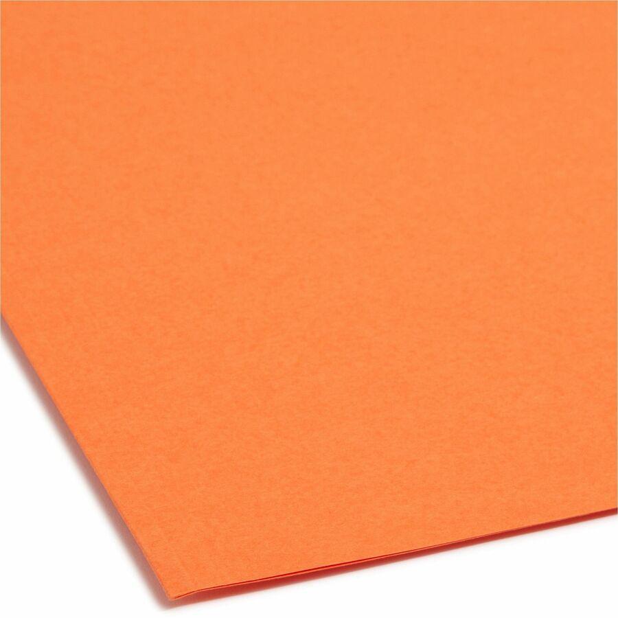 Smead 12540 1/3 Tab Cut Letter Recycled Fastener Folder - 8 1/2" x 11" - 2 x 2K Fastener(s) - 2" Fastener Capacity for Folder - Top Tab Location - Assorted Position Tab Position - Orange - 10% Recycle. Picture 4