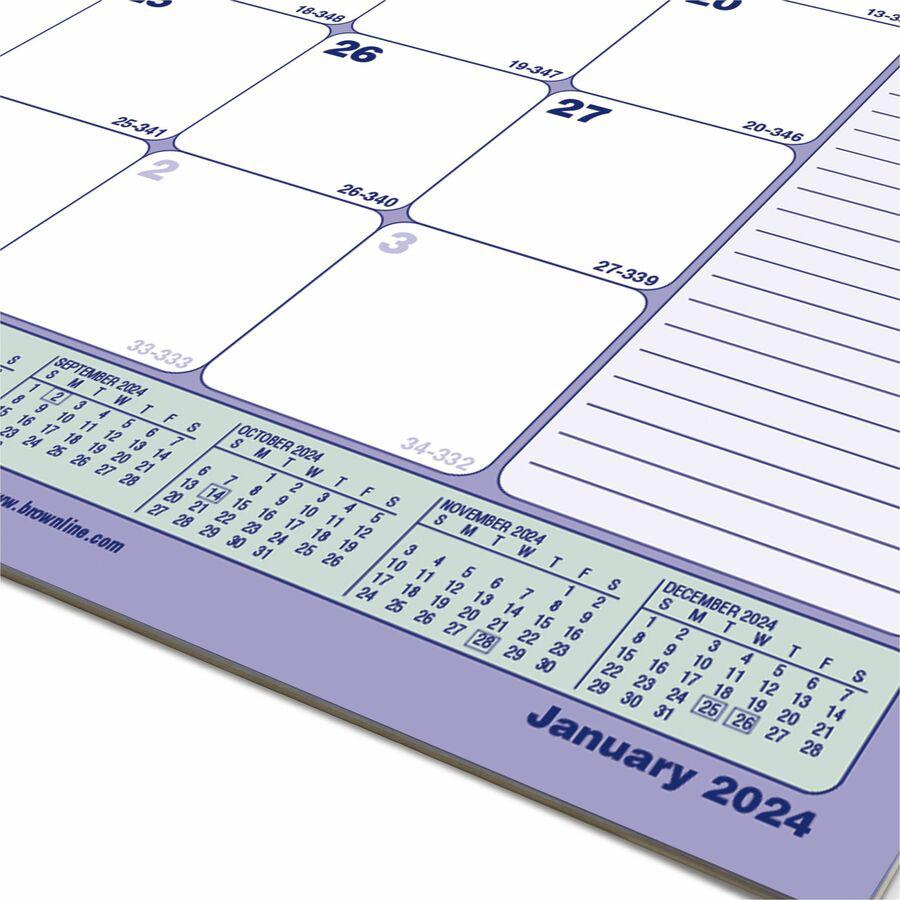 Brownline Monthly Desk/Wall Calendar - Julian Dates - Monthly - 12 Month - January 2024 - December 2024 - 1 Month Single Page Layout - 11" x 8 1/2" Sheet Size - Desk Pad - White - Chipboard - Reinforc. Picture 4