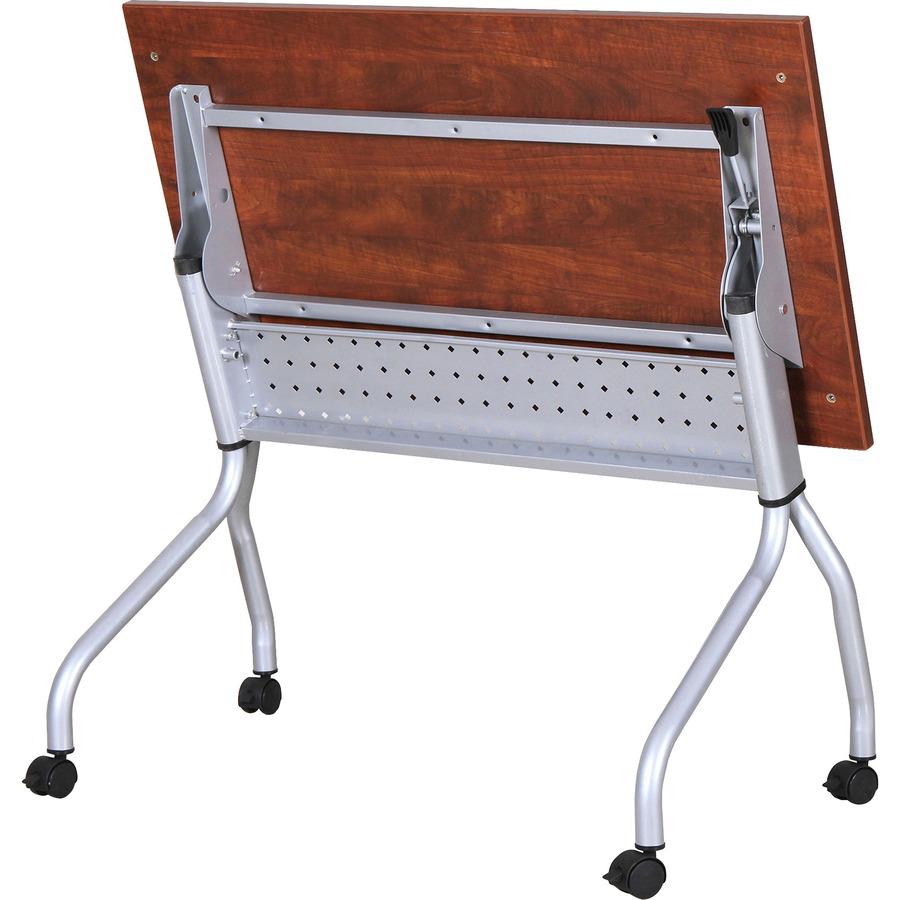 Lorell Flip Top Training Table - Rectangle Top - Four Leg Base - 4 Legs x 23.60" Table Top Width x 48" Table Top Depth - 29.50" Height x 47.25" Width x 23.63" Depth - Assembly Required - Cherry - Nylo. Picture 4