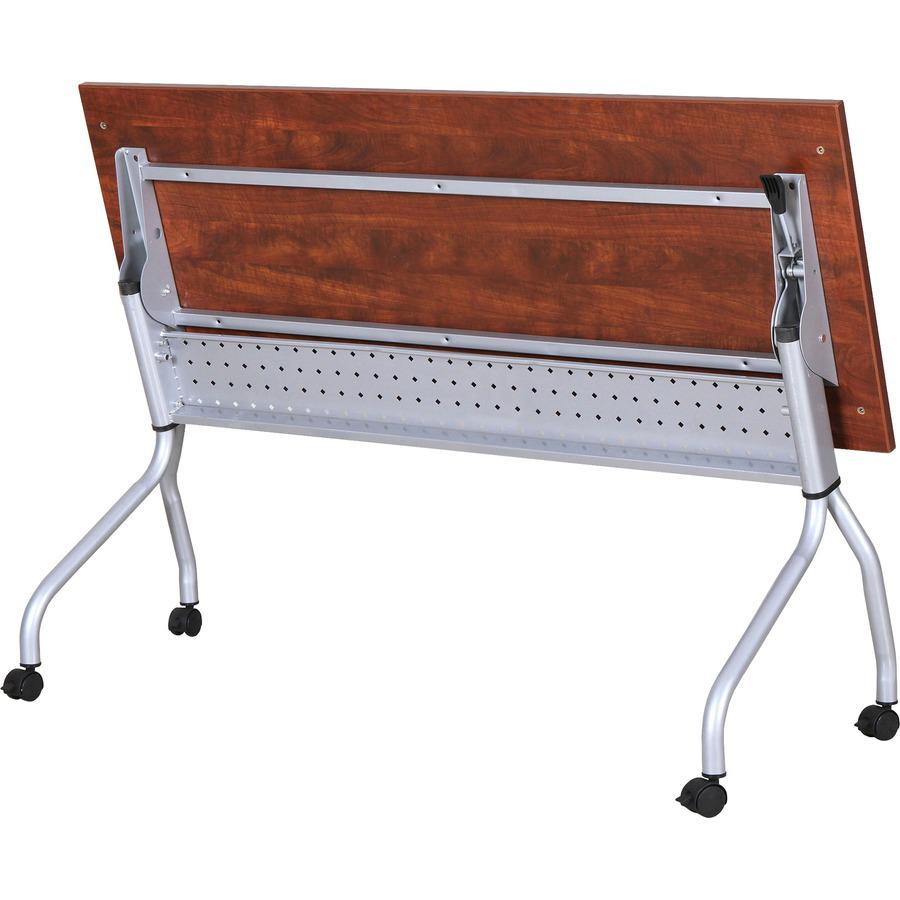 Lorell Flip Top Training Table - Rectangle Top - Four Leg Base - 4 Legs x 23.60" Table Top Width x 72" Table Top Depth - 29.50" Height x 70.88" Width x 23.63" Depth - Assembly Required - Cherry - Nylo. Picture 8