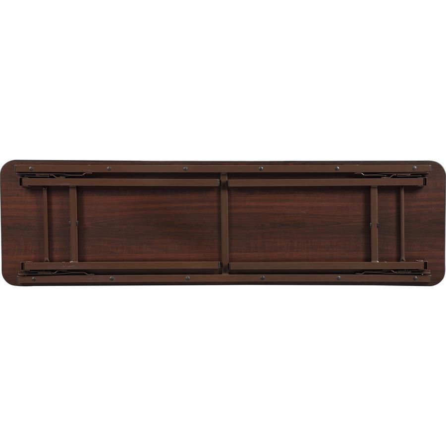 Lorell Mahogany Folding Banquet Table - Mahogany Rectangle Top x 60" Table Top Width x 18" Table Top Depth x 0.62" Table Top Thickness. Picture 5