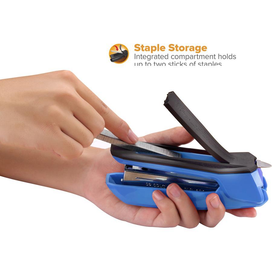 Bostitch Ascend Stapler - 20 Sheets Capacity - 210 Staple Capacity - Full Strip - 1/4" Staple Size - 1 Each - Blue. Picture 6