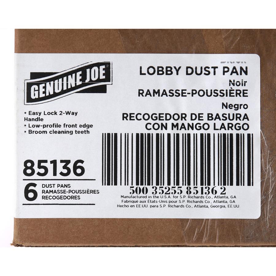 Genuine Joe Lobby Dust Pan - 12" Wide - 30" Handle - Plastic - Black - 1 Each. Picture 4