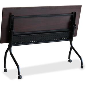 Lorell Flip Top Training Table - Rectangle Top - Four Leg Base - 4 Legs x 60" Table Top Width x 23.60" Table Top Depth - 29.50" Height x 59" Width x 23.63" Depth - Assembly Required - Black, Mahogany . Picture 5