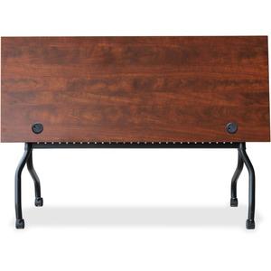 Lorell Flip Top Training Table - Rectangle Top - Four Leg Base - 4 Legs x 60" Table Top Width x 23.60" Table Top Depth - 29.50" Height x 59" Width x 23.63" Depth - Assembly Required - Cherry - Melamin. Picture 5