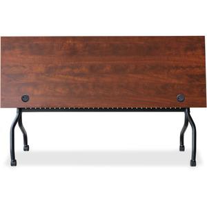 Lorell Flip Top Training Table - Rectangle Top - Four Leg Base - 4 Legs x 72" Table Top Width x 23.60" Table Top Depth - 29.50" Height x 28.70" Width x 23.63" Depth - Assembly Required - Cherry - Mela. Picture 10