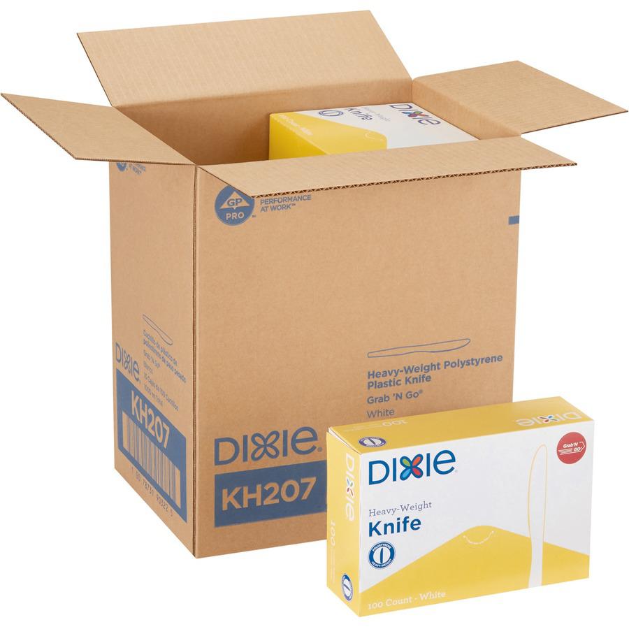 Dixie Heavyweight Disposable Knives Grab-N-Go by GP Pro - 100 / Box - 10/Carton - Knife - 1000 x Knife - White. Picture 3