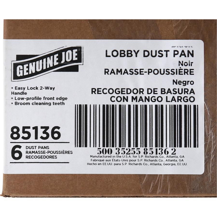 Genuine Joe Lobby Dust Pan - 12" Wide - 30" Handle - Plastic - Black - 6 / Carton. Picture 4