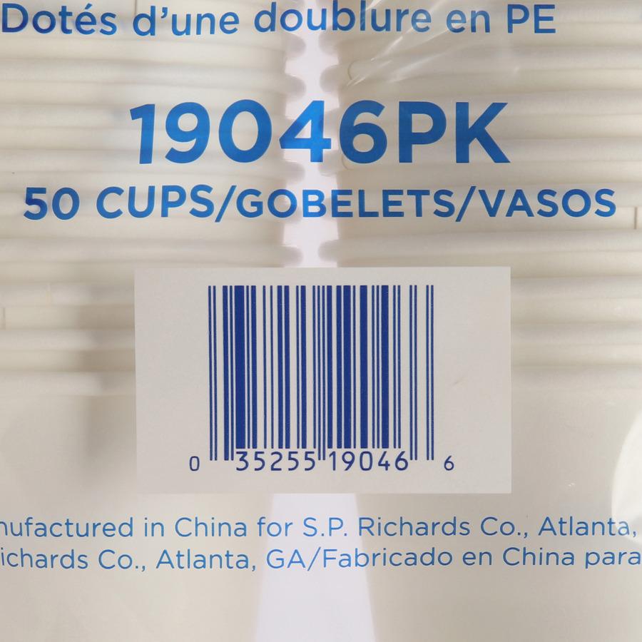 Genuine Joe 10 oz Disposable Hot Cups - 50 / Pack - 5 / Bundle - White - Polyurethane - Hot Drink, Beverage. Picture 3