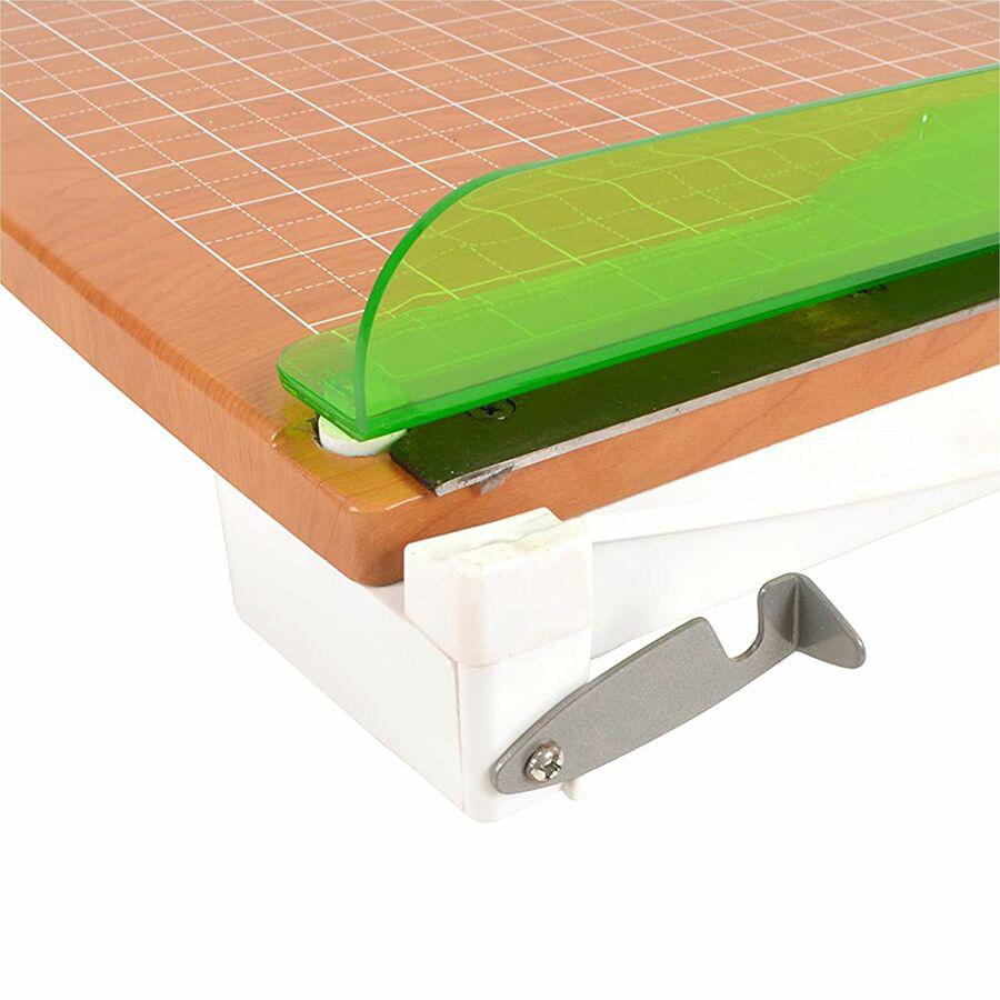 Westcott 18" CarboTitanium Bonded Guillotine Trimmer - 30 Sheet Cutting Capacity - CarboTitanium Blade - 18" Cutting Length - Heavy Duty, Lockable, Comfortable, Alignment Grid - Green, White - 25" Len. Picture 3