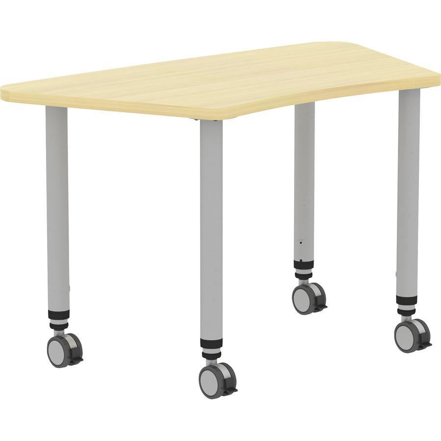 Lorell Attune Height-adjustable Multipurpose Curved Table - Trapezoid Top - Adjustable Height - 26.62" to 33.62" Adjustment x 60" Table Top Width x 23.62" Table Top Depth - 33.62" Height - Assembly Re. Picture 3