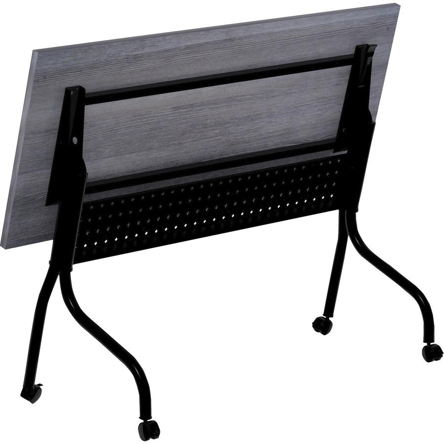 Lorell Flip Top Training Table - Charcoal Rectangle, Melamine Top - Black Four Leg Base - 4 Legs x 60" Table Top Width x 23.60" Table Top Depth - 29.50" Height - Melamine - 1 Each. Picture 3
