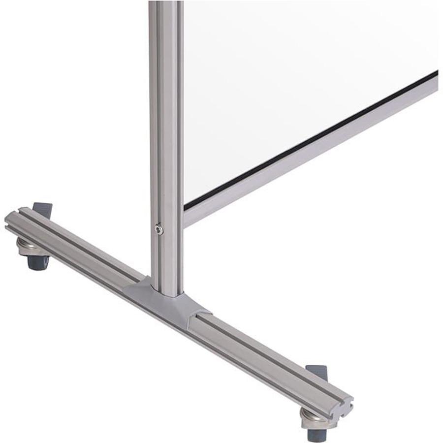 Bi-silque Mobile Glass Panel Divider - 50" Width x 22" Depth x 80.3" Height - Glass - Aluminum, Transparent. Picture 4