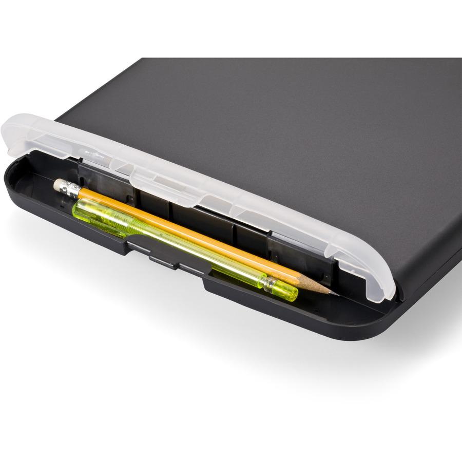 Officemate Slim Clipboard Storage Box w/Low Profile Clip, Charcoal (83308) - 0.50" Clip Capacity, 8 1/2" x 11" , Low-profile Clip, Charcoal, 1 Each. Picture 12