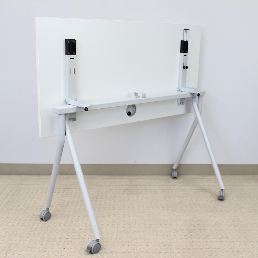 Boss Flip Top Training Table - White Laminate Rectangle Top - Four Leg Base - 4 Legs x 48" Table Top Width x 24" Table Top Depth - 29.50" Height - Wood Top Material. Picture 3