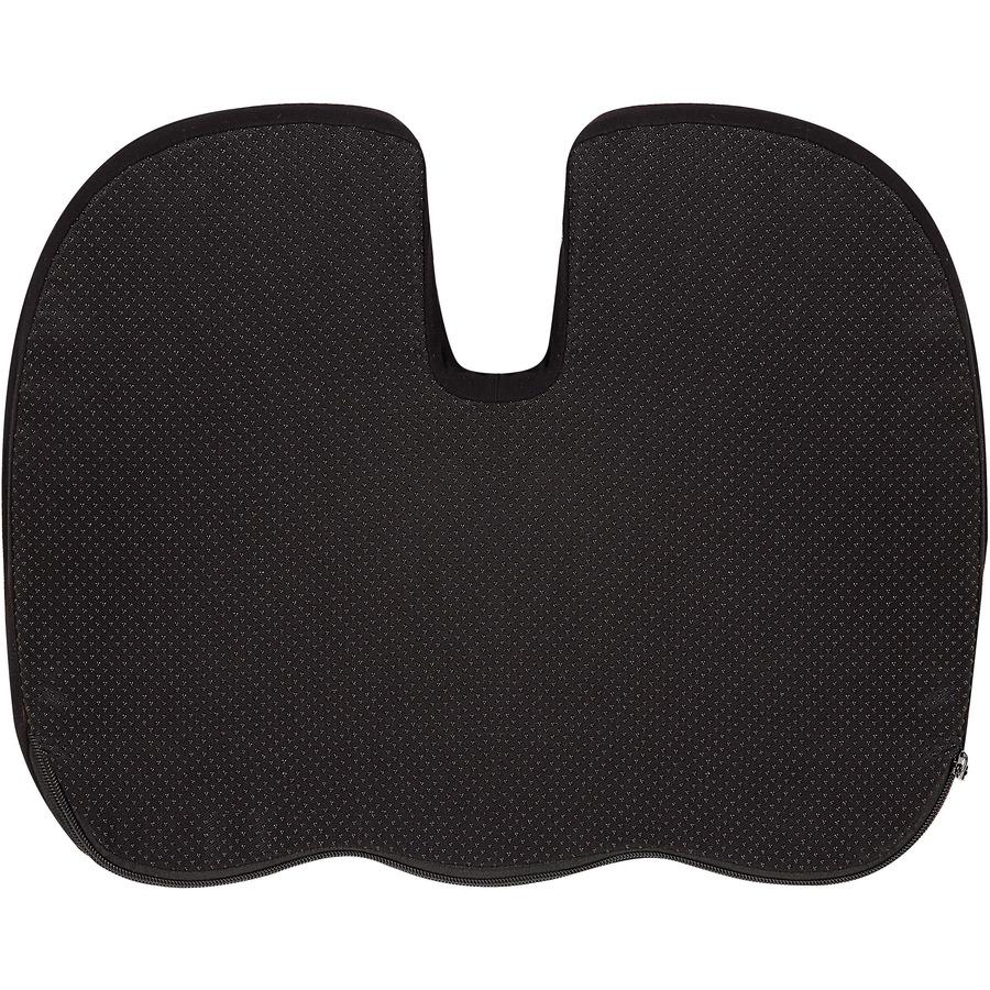 Lorell Butterfly-Shaped Seat Cushion - 17.50" x 15.50" - Fabric, Memory Foam, Silicone - Butterfly - Comfortable, Ergonomic Design, Durable, Machine Washable, Zippered, Anti-slip - Black - 1Each. Picture 2