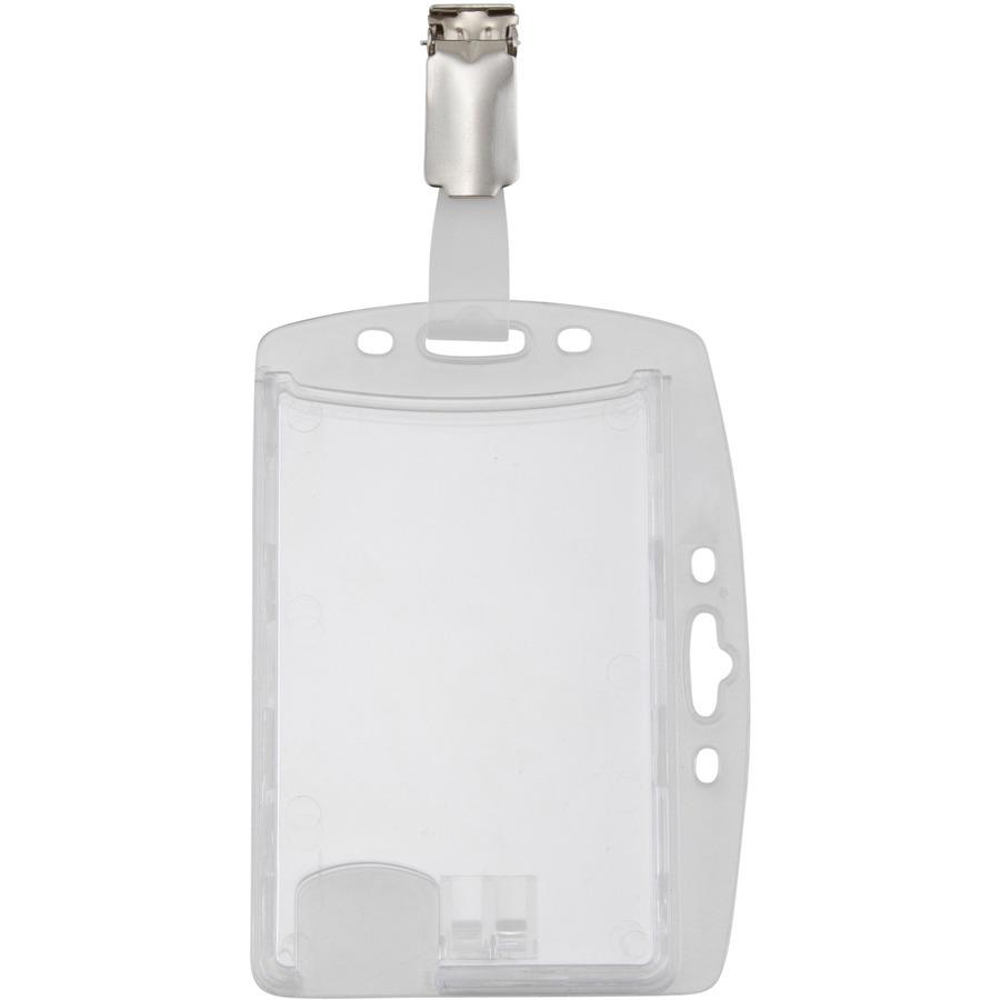 Advantus Plastic ID Card Holders - Horizontal/Vertical - Plastic - 25 / Pack - Clear - Rotating Clip. Picture 4
