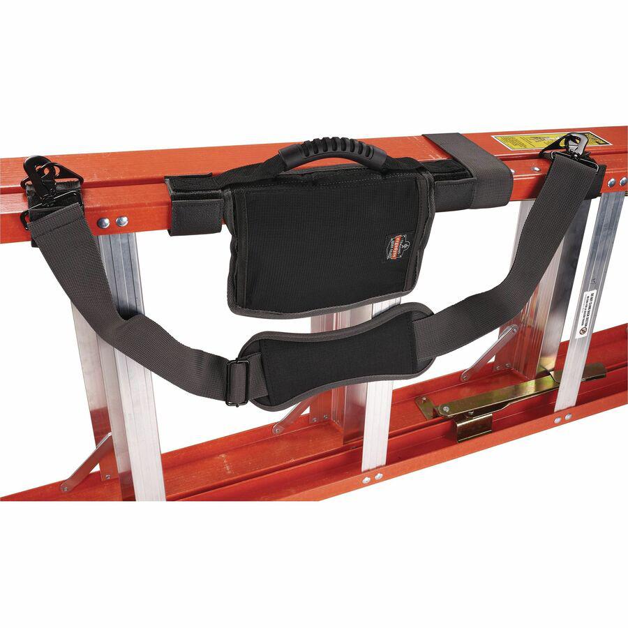 Ergodyne Arsenal Ladder Shoulder Lifting Strap - 1 Each - 100 lb Load Capacity - Hook & Loop Attachment - Black. Picture 4