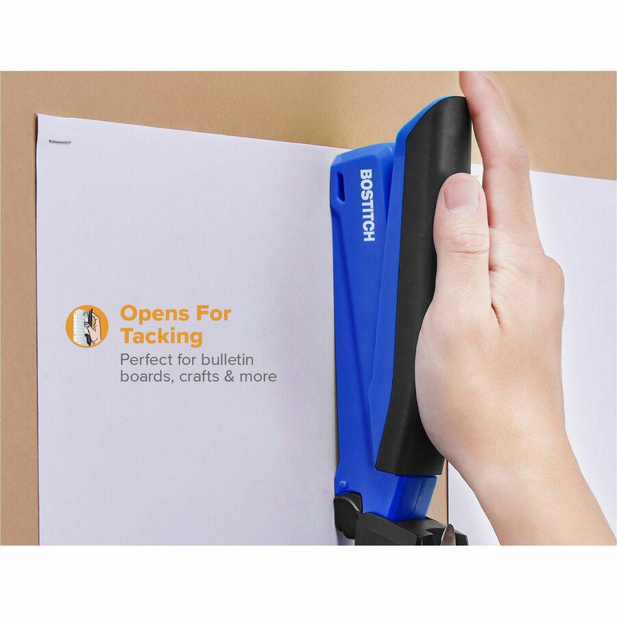 Bostitch InPower Spring-Powered Antimicrobial Desktop Stapler - 20 Sheets Capacity - 210 Staple Capacity - Full Strip - 1 Each - Blue. Picture 4