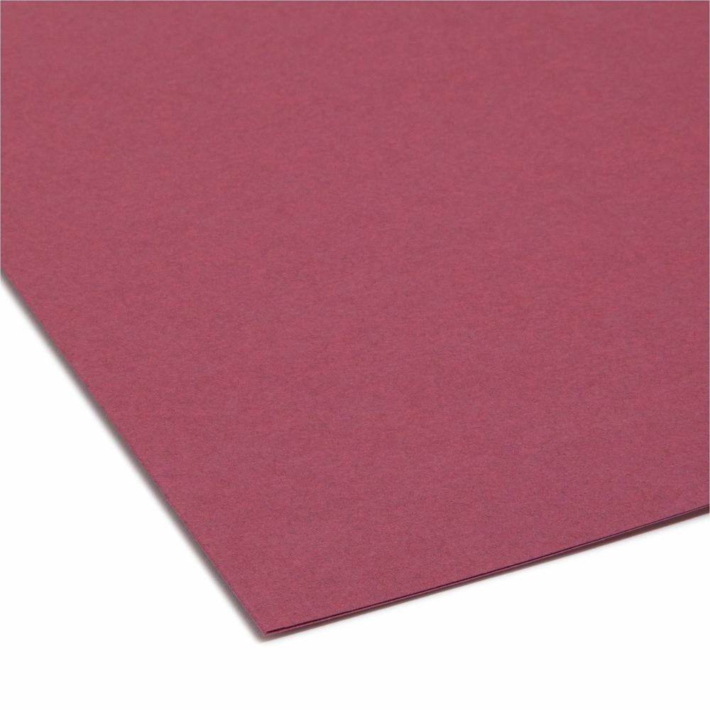 Smead 1/3 Tab Cut Letter Recycled Hanging Folder - 8 1/2" x 11" - 3/4" Expansion - Top Tab Location - Assorted Position Tab Position - Maroon - 10% Recycled - 100 / Box. Picture 3
