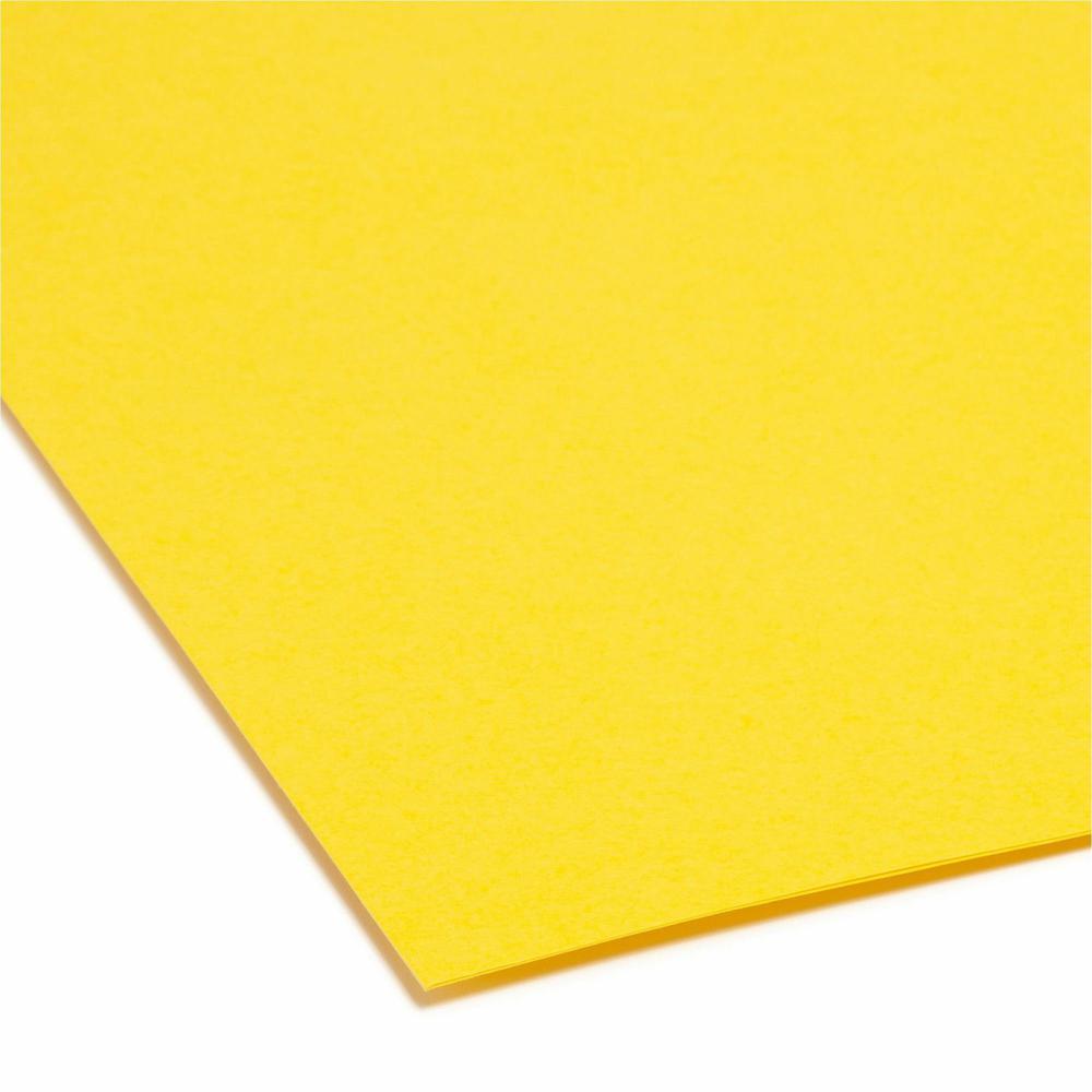 Smead Colored Straight Tab Cut Letter Recycled Top Tab File Folder - 8 1/2" x 11" - 3/4" Expansion - Yellow - 10% Recycled - 100 / Box. Picture 3