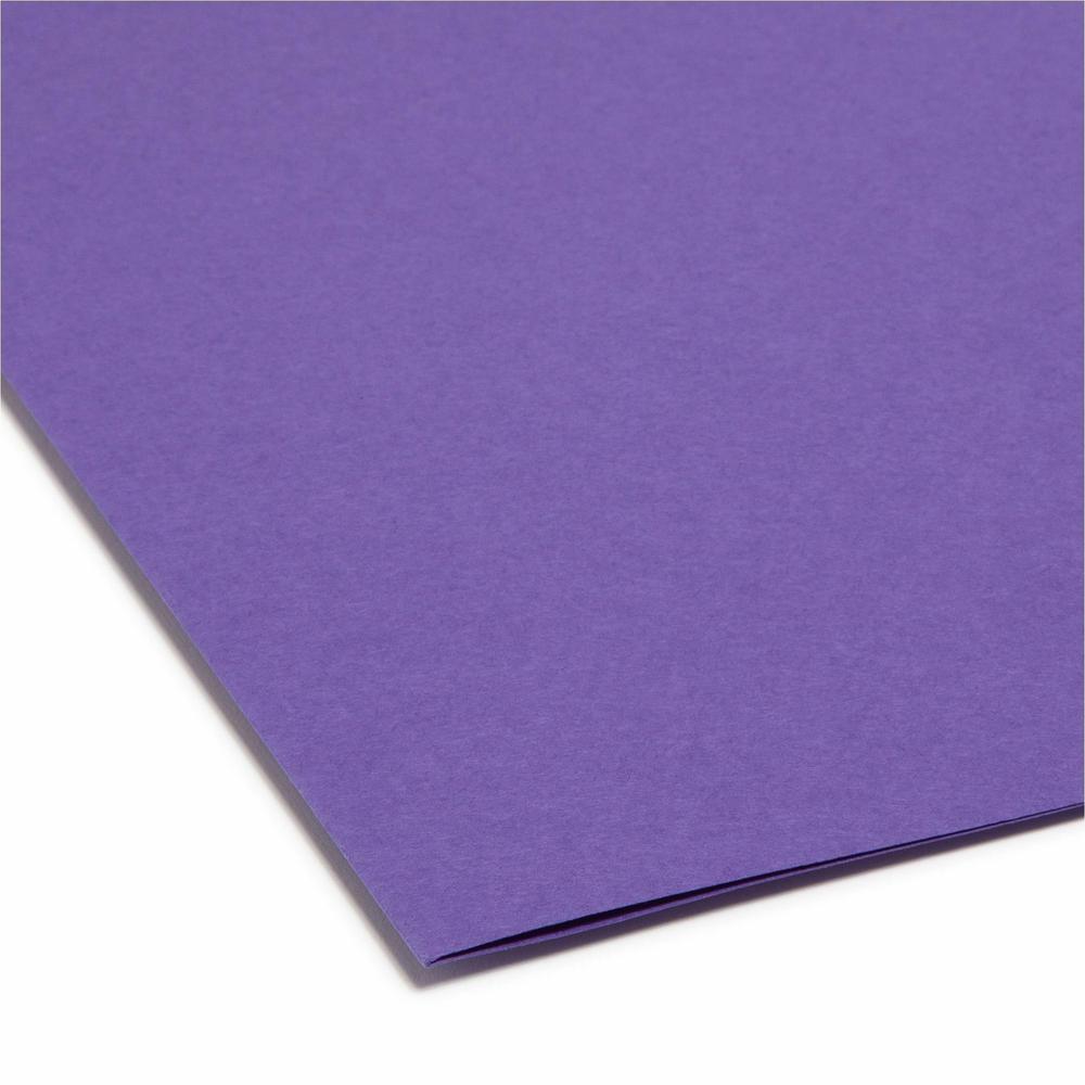 Smead Colored 1/3 Tab Cut Letter Recycled Top Tab File Folder - 8 1/2" x 11" - 3/4" Expansion - Top Tab Location - Assorted Position Tab Position - Purple - 10% Recycled - 100 / Box. Picture 3