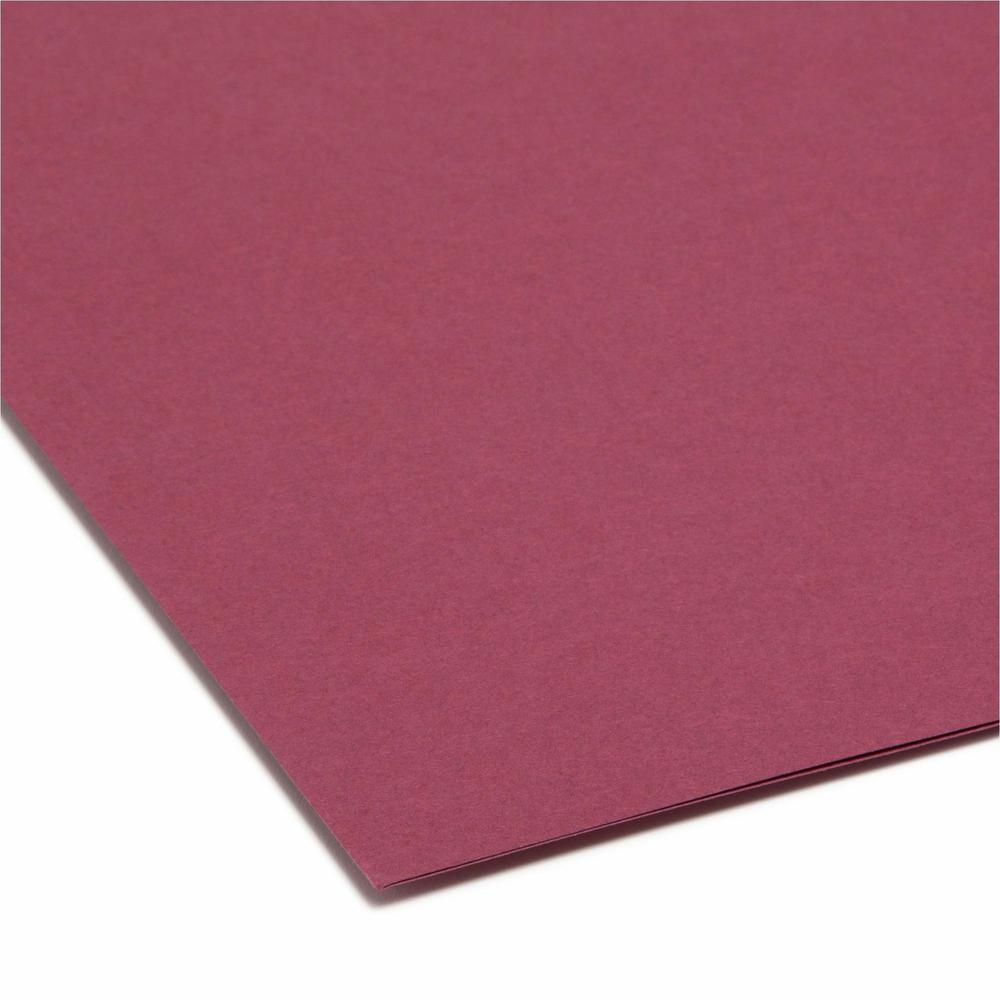 Smead Colored 1/3 Tab Cut Letter Recycled Top Tab File Folder - 8 1/2" x 11" - 3/4" Expansion - Top Tab Location - Assorted Position Tab Position - Maroon - 10% Recycled - 100 / Box. Picture 3