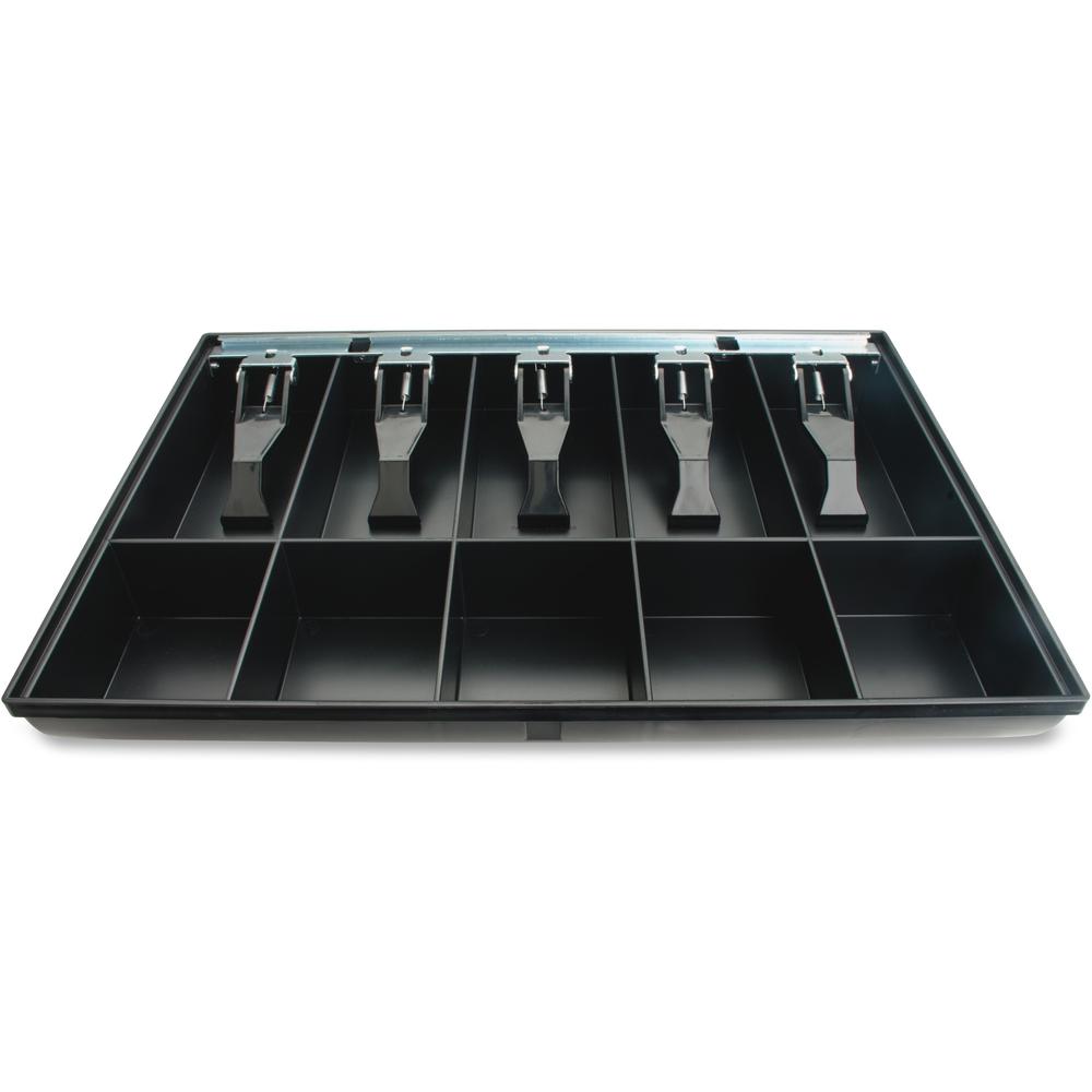Sparco Locking Cover Money Tray - 1 x Cash Tray - 5 Bill/5 Coin Compartment(s) - Black. Picture 9